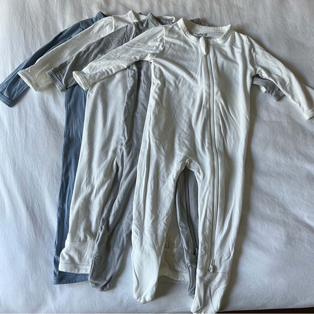 4x Kyte Baby 3-6M Zip-Up Footie & Rompers